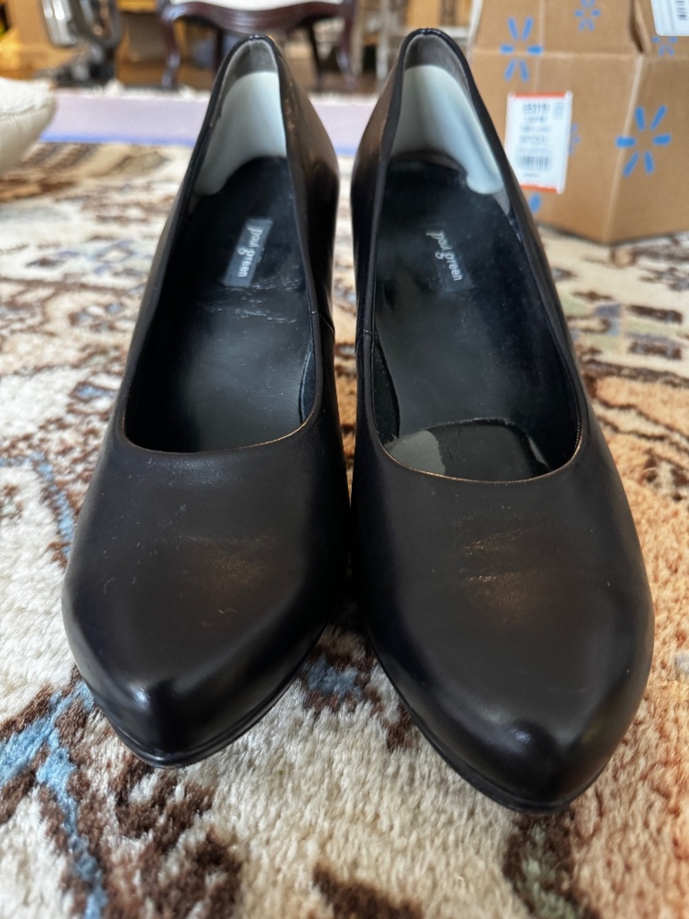 Paul Green Black Leather Almond Toe Platform Pumps  Size 6.5 UK / 9 US
